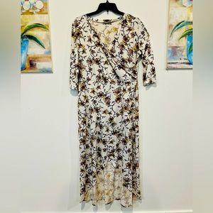 DOUBLJU- Maxi Floral Drees Wrap Front Open V Bottom Orchid Pattern 3/…